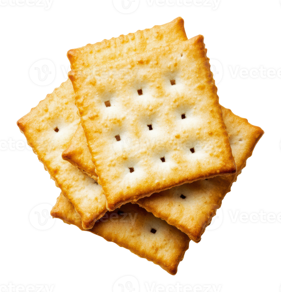 Delicious crispy crackers stacked neatly on plate png