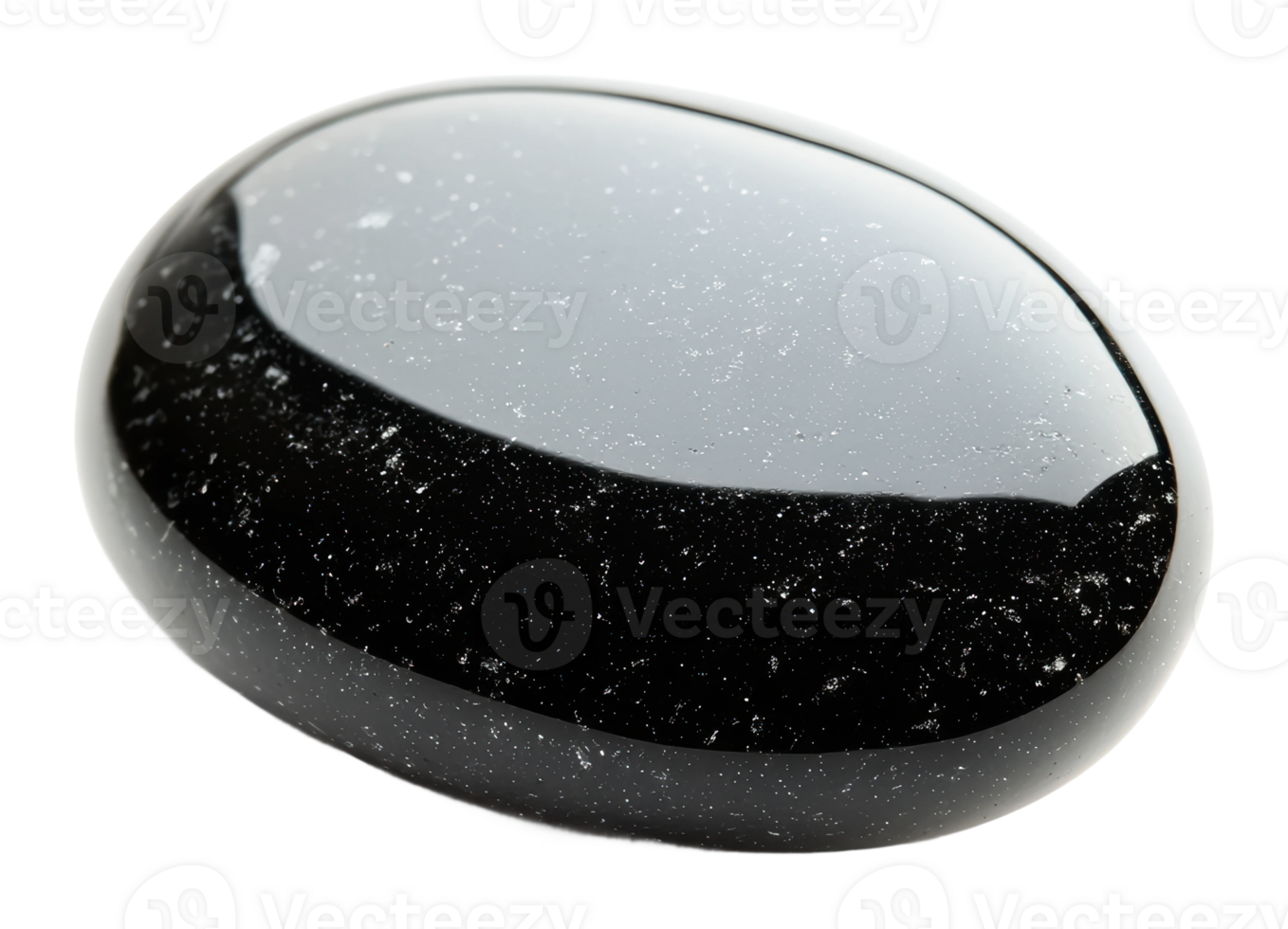 Shiny black stone on a reflective surface png