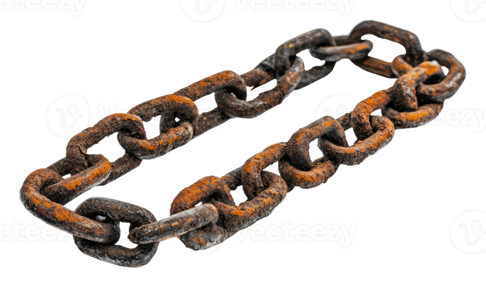 Rusty chain laying on a white background png