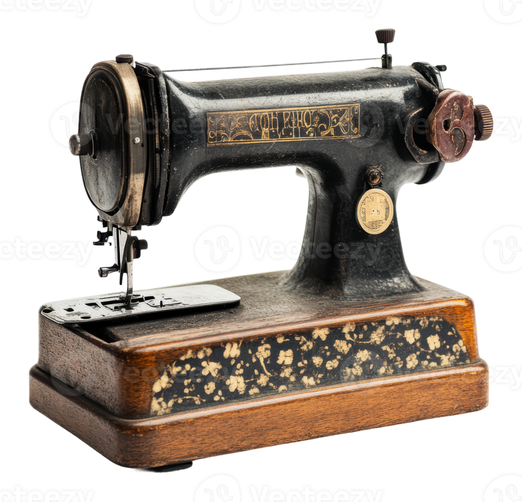 Antique sewing machine from the early 20th century png