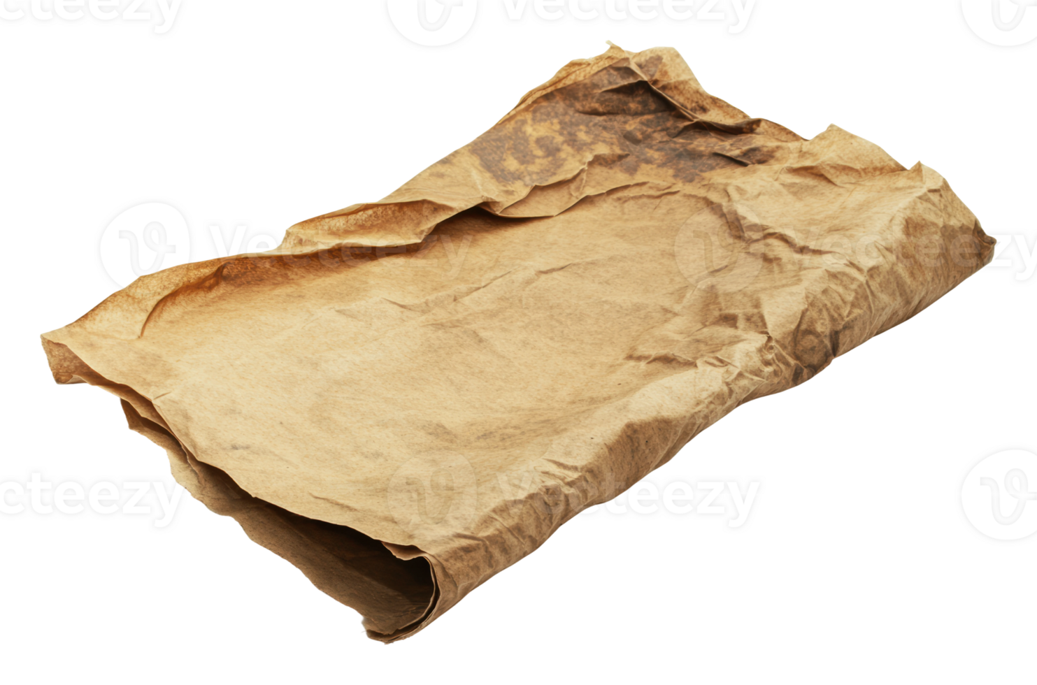 Crumpled brown paper on plain surface png