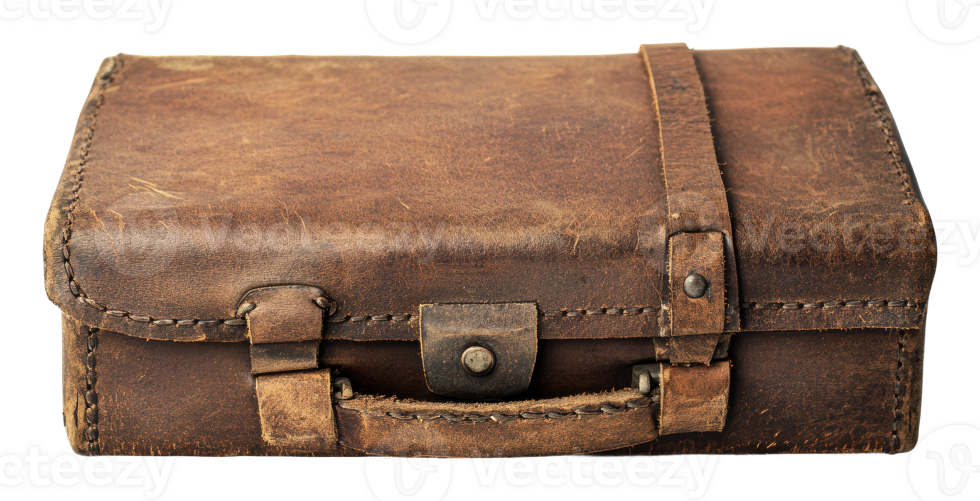 Brown leather briefcase on white png