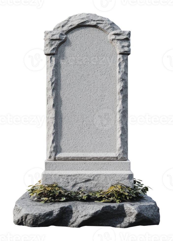 Simple stone gravestone with decorative base png
