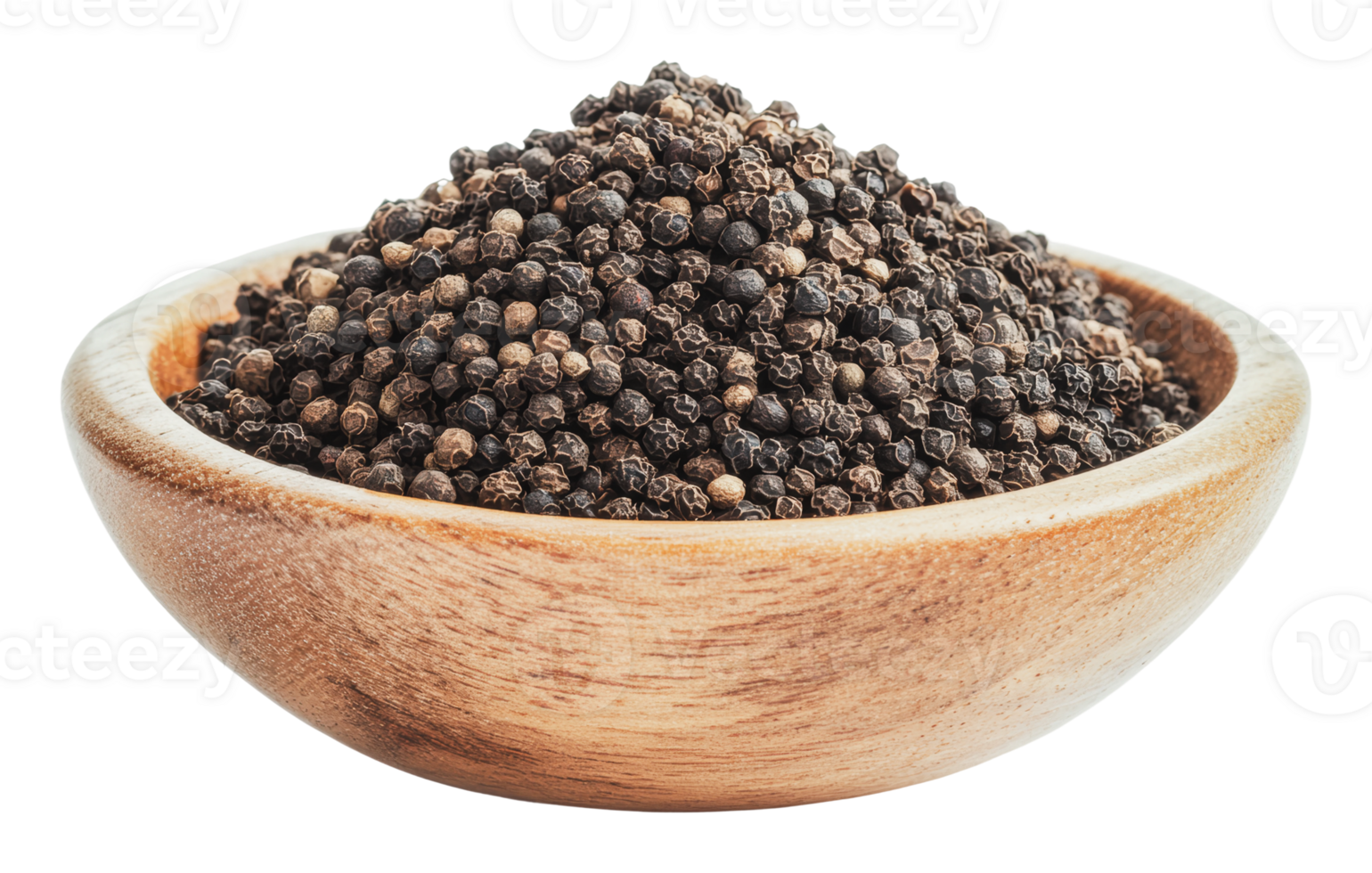 Black pepper in a wooden bowl ready for seasoning png