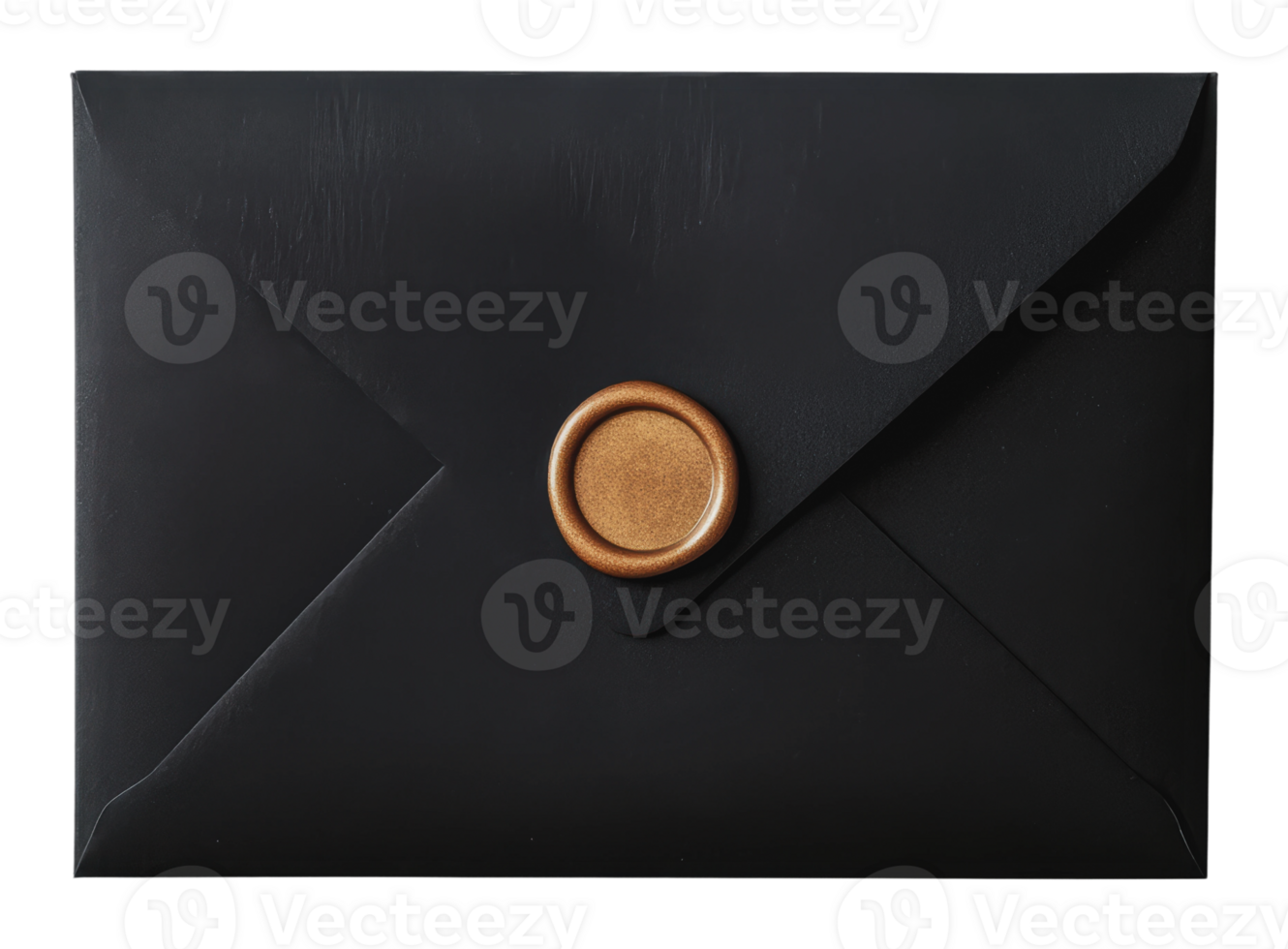 Elegant black envelope with a wax seal closure png