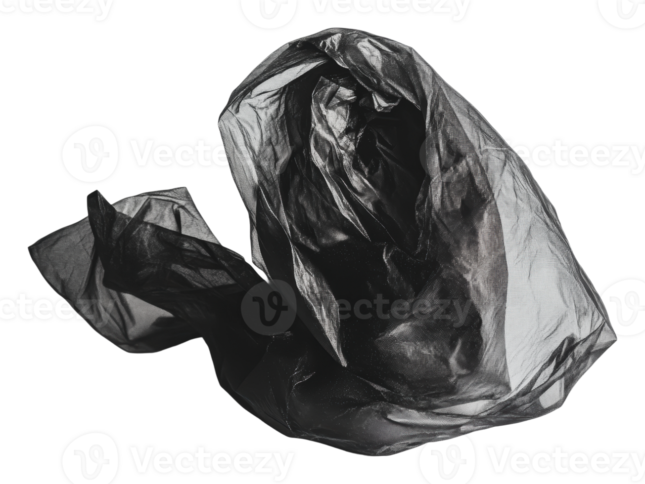 Black mesh fabric draped in a swirling shape png