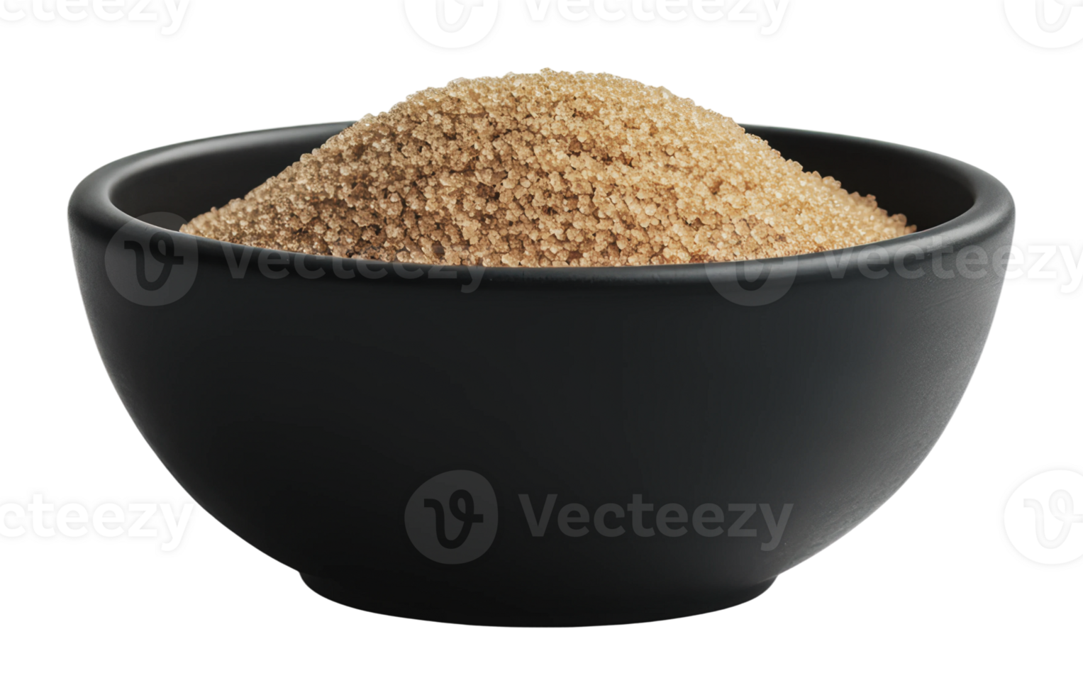Brown sugar in a black bowl close up png