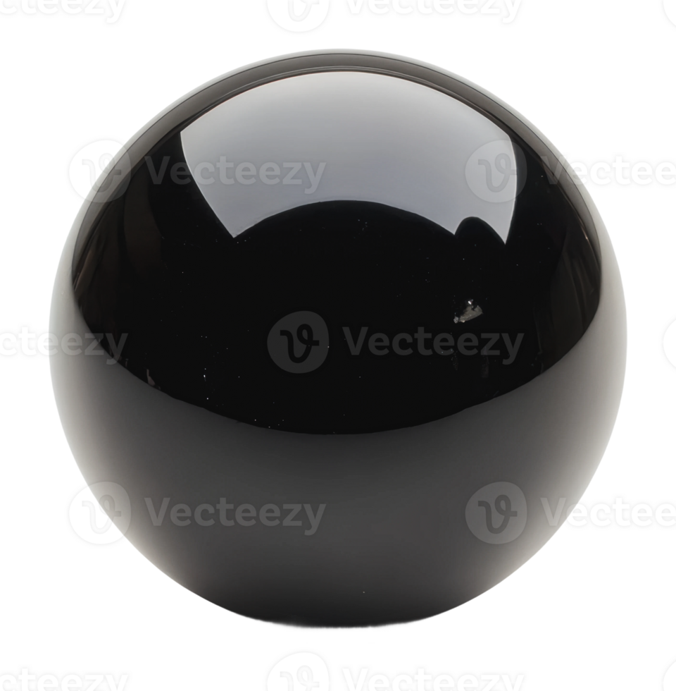 Round black orb placed on a white surface png