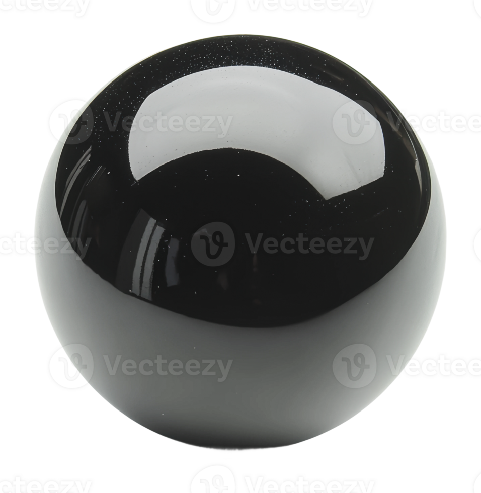 Smooth black sphere resting on a surface png