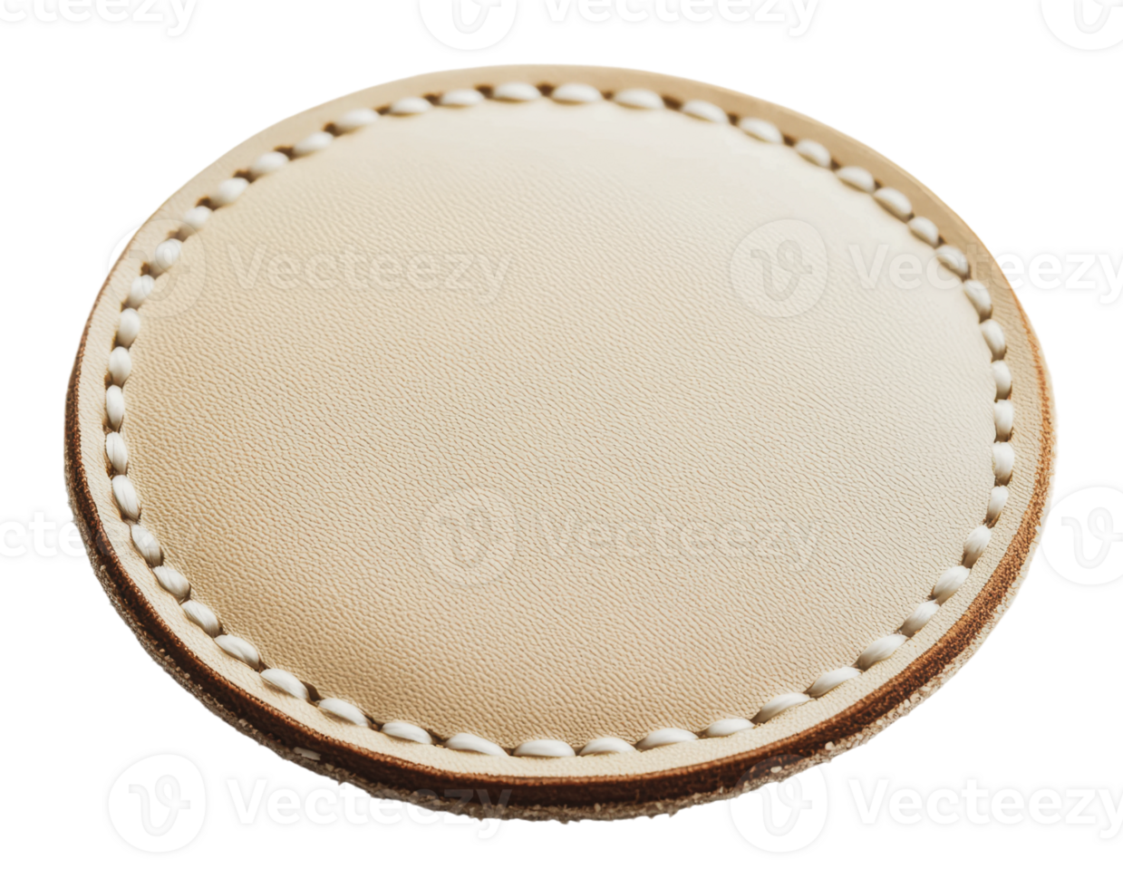 Leather coaster with stitched border design png