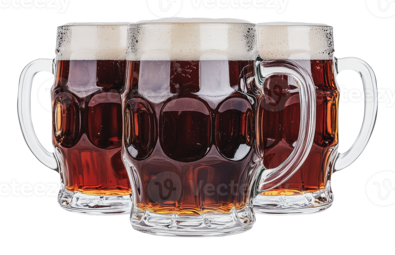 Brewed beverages served in classic glass mugs png