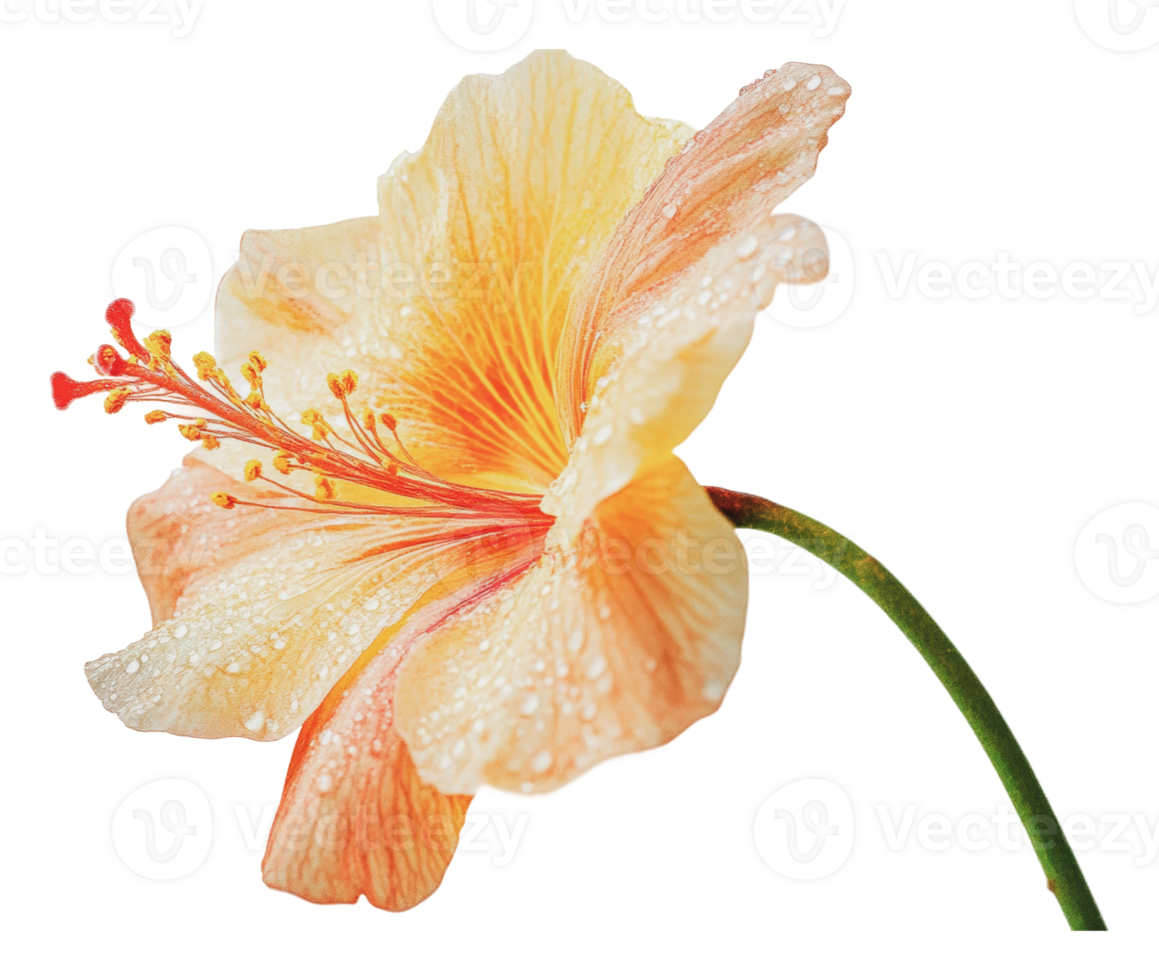 Beautiful hibiscus flower with water droplets png