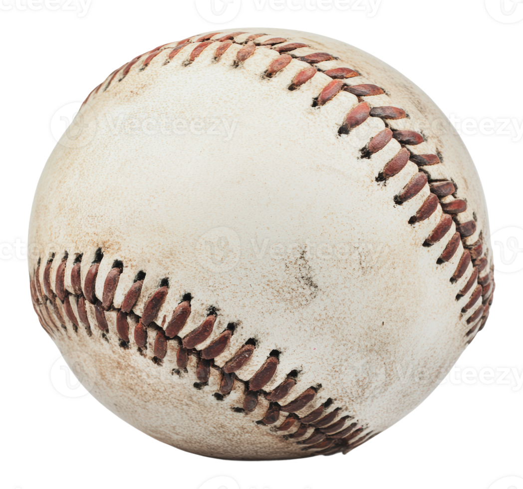 Worn baseball with visible stitching and marks png