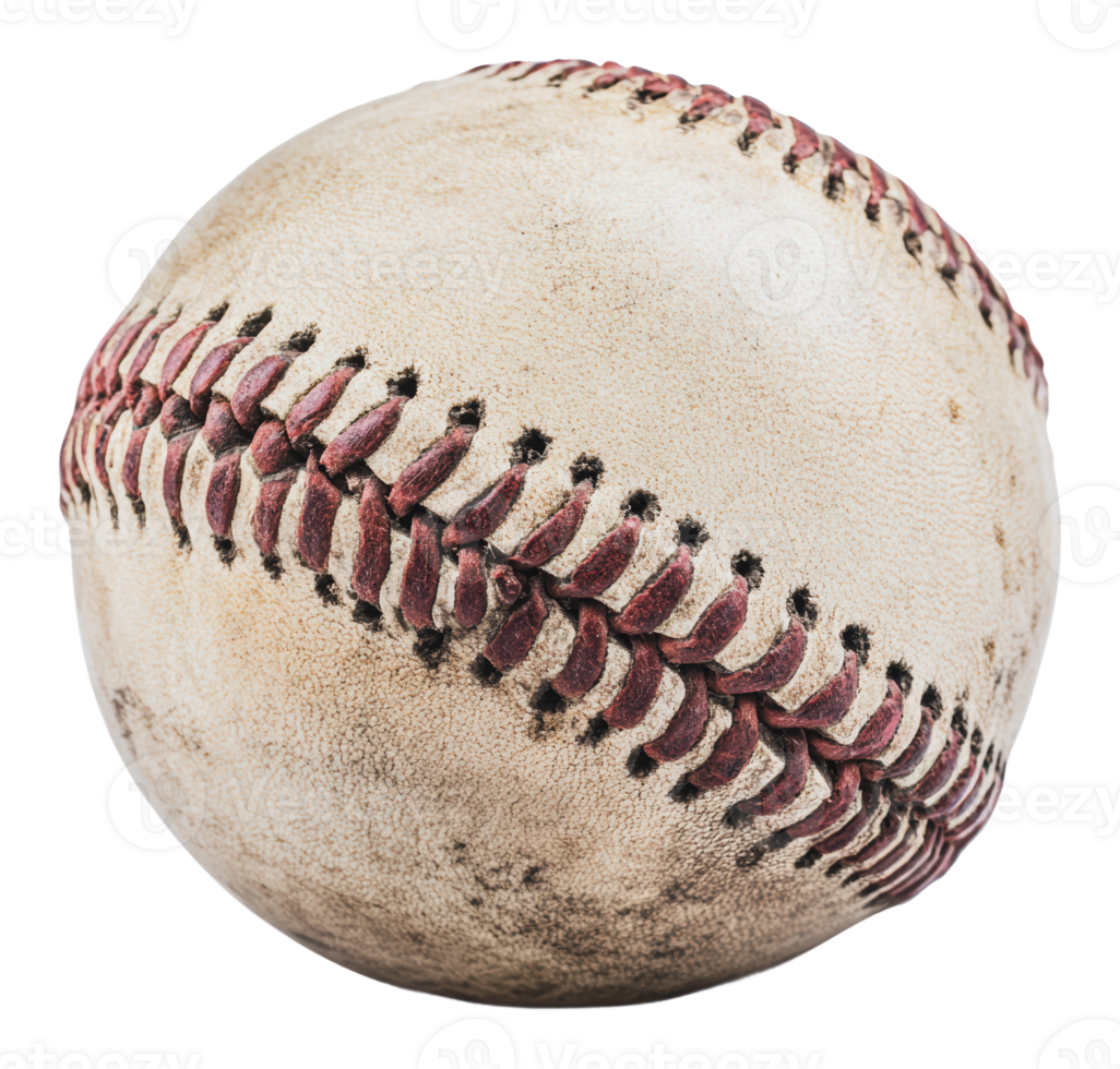 Old baseball resting on a surface with wear png