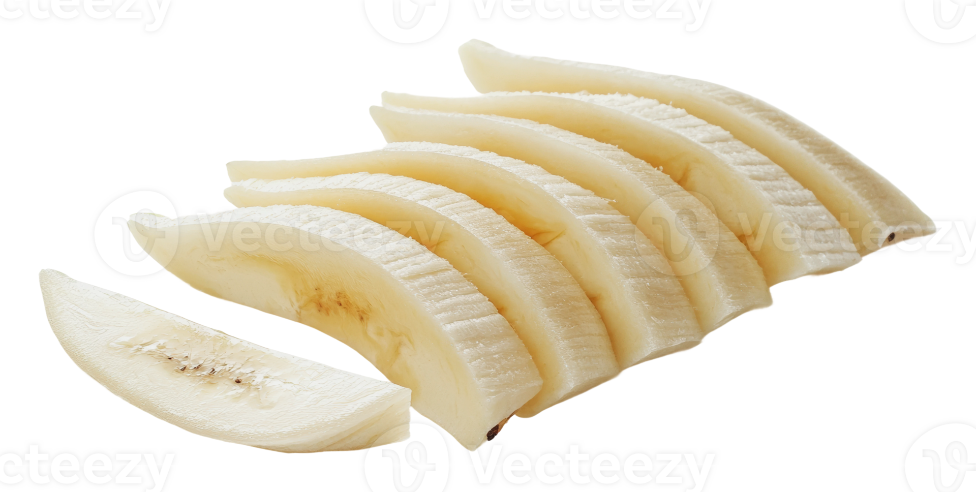 Sliced ripe banana on white background png