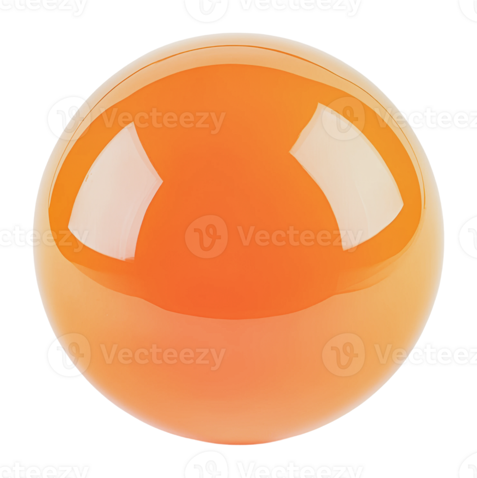 Bright orange sphere resting on a smooth surface png