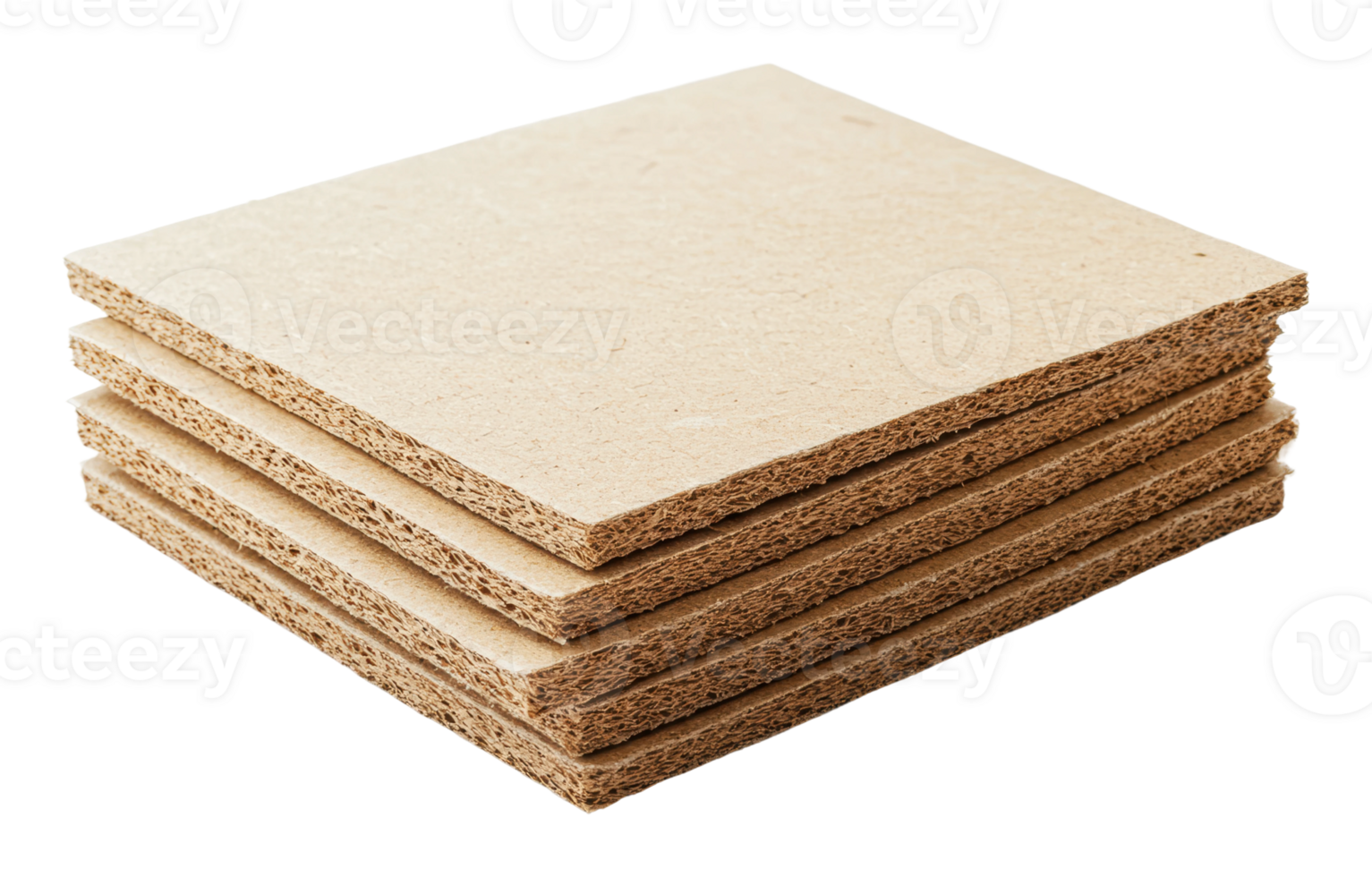 Flat stack of particleboard sheets ready for use png