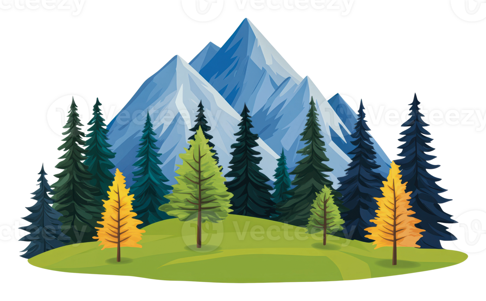 Majestic mountains with lush evergreen forest png