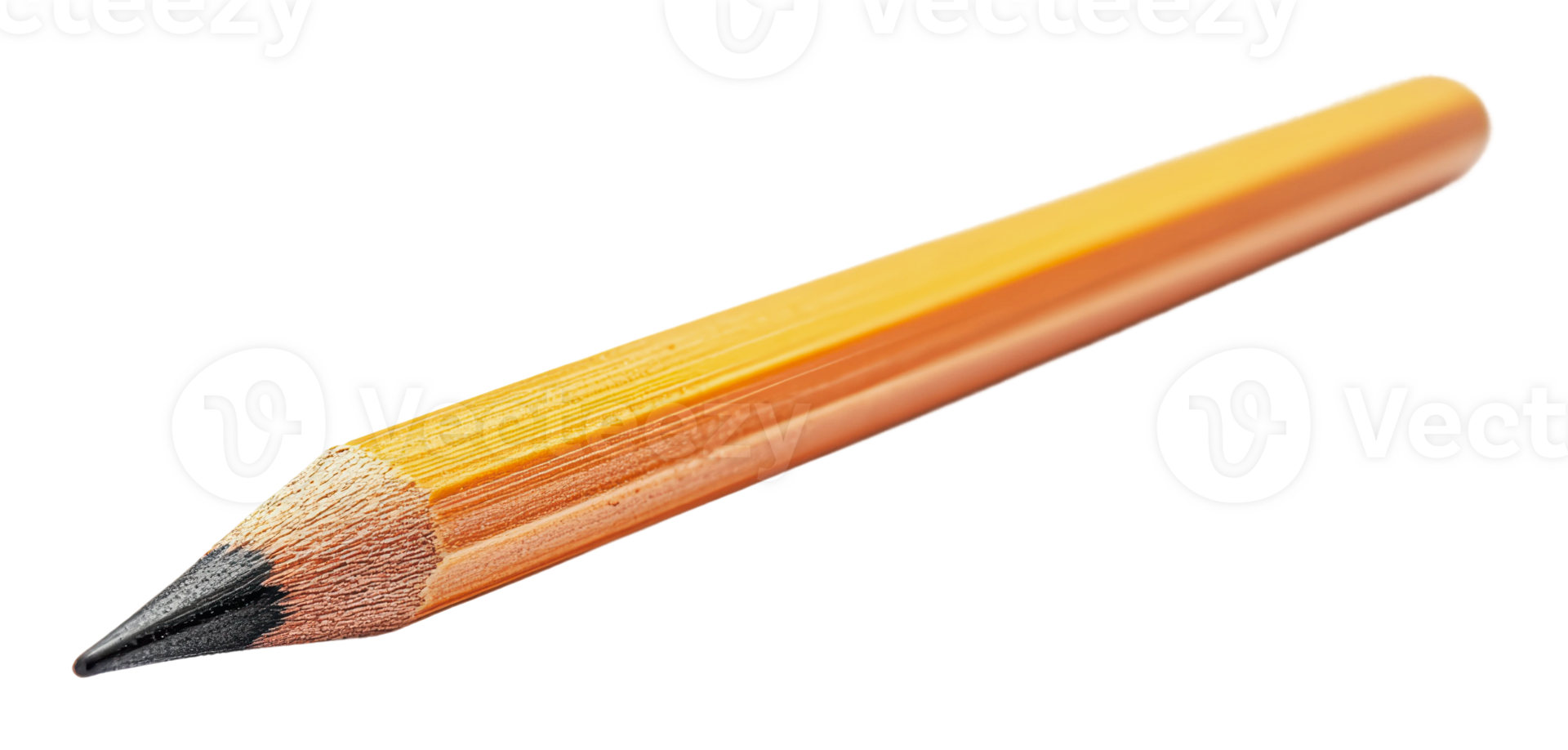 Yellow pencil with sharp tip on white png
