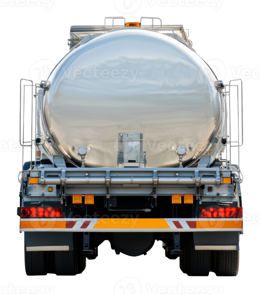 Truck with shiny tank preparing for delivery png