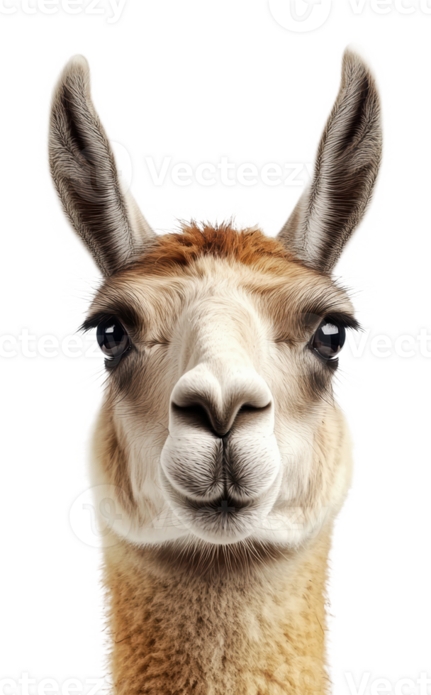 Llama portrait with detailed facial features png