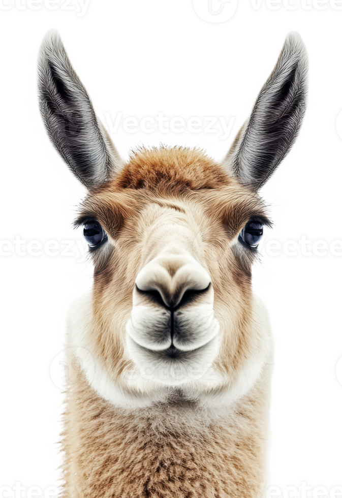 Gentle llama portrait featuring soft expression png