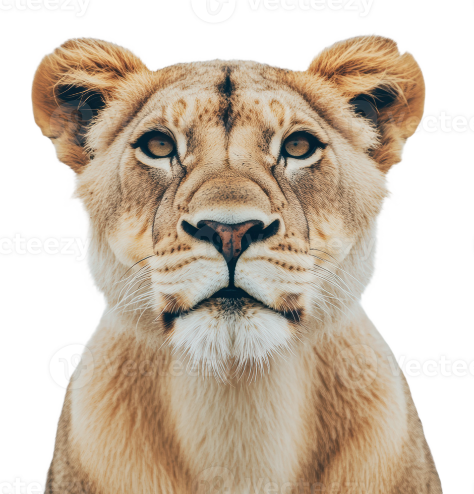 Lioness exhibiting strength and poise in close-up png