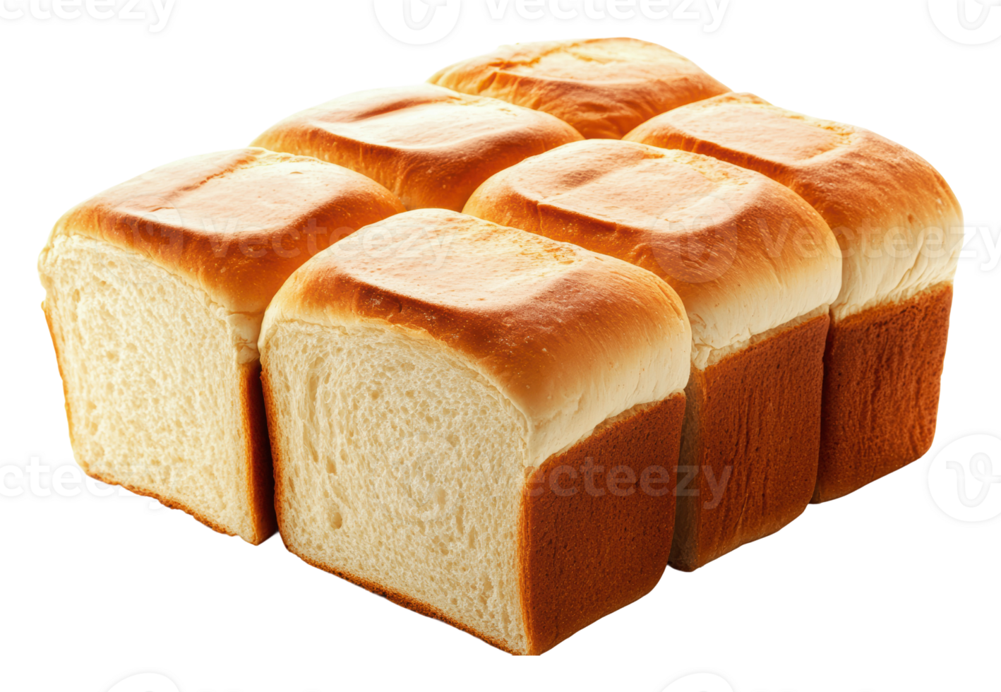 Freshly baked bread loaves stacked on display png
