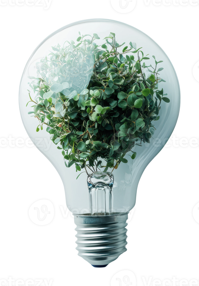 Innovative bulb design featuring greenery elements png