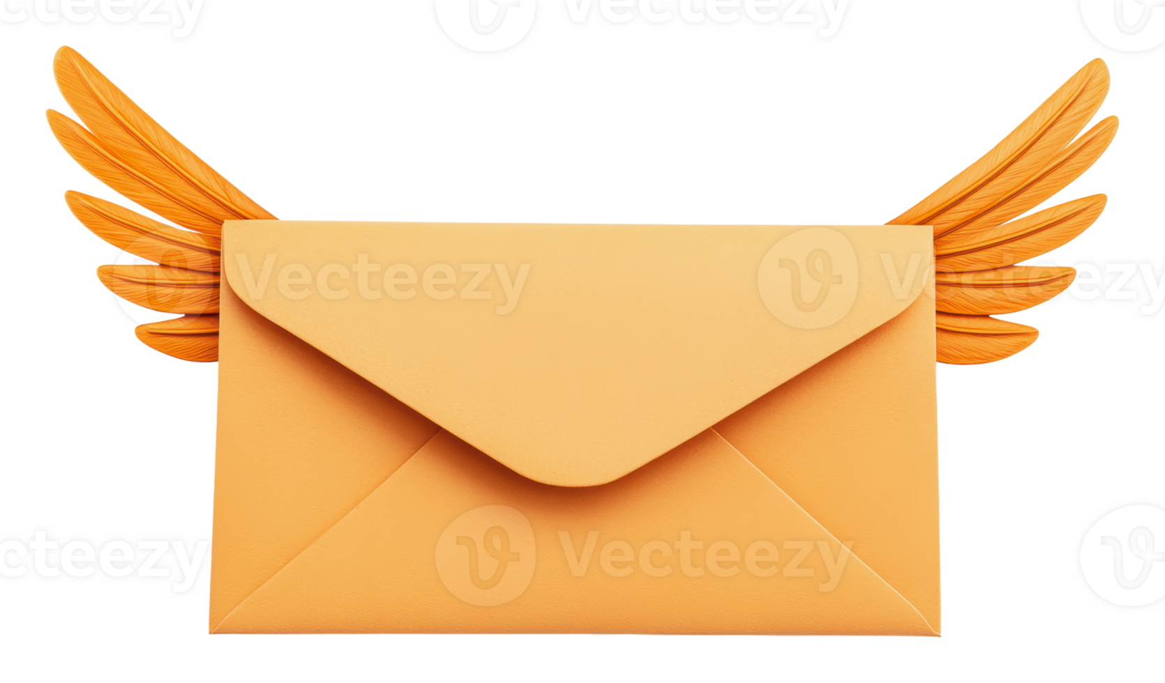 Orange envelope with wing design png
