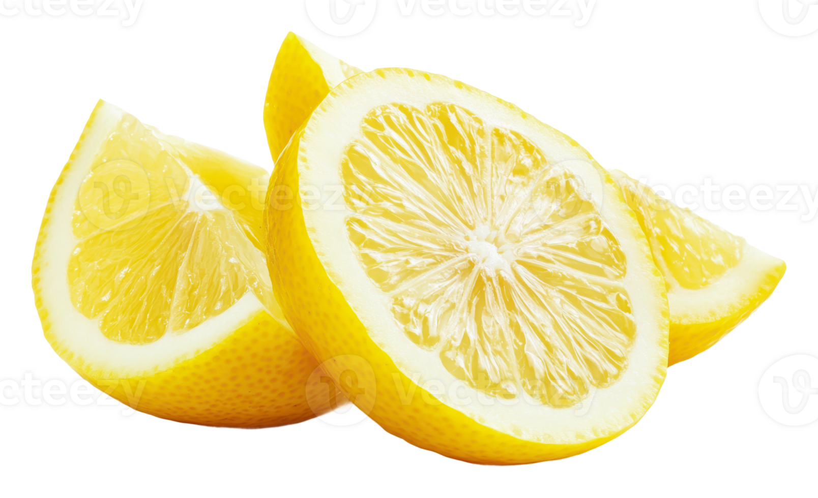 Fresh lemon slices arranged on a white background png