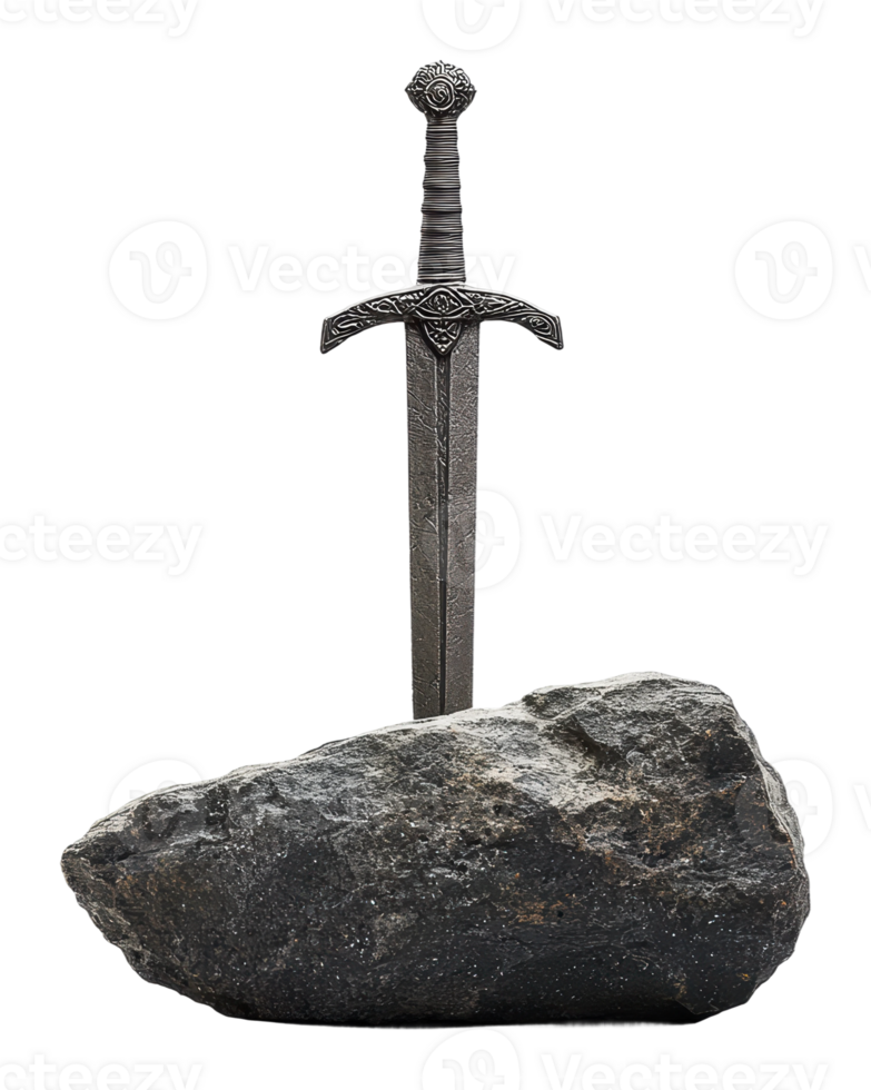Legendary sword embedded in a large rock png