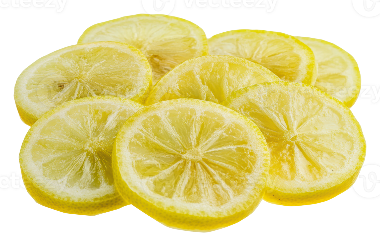 Freshly sliced lemon rounds arranged on a surface png