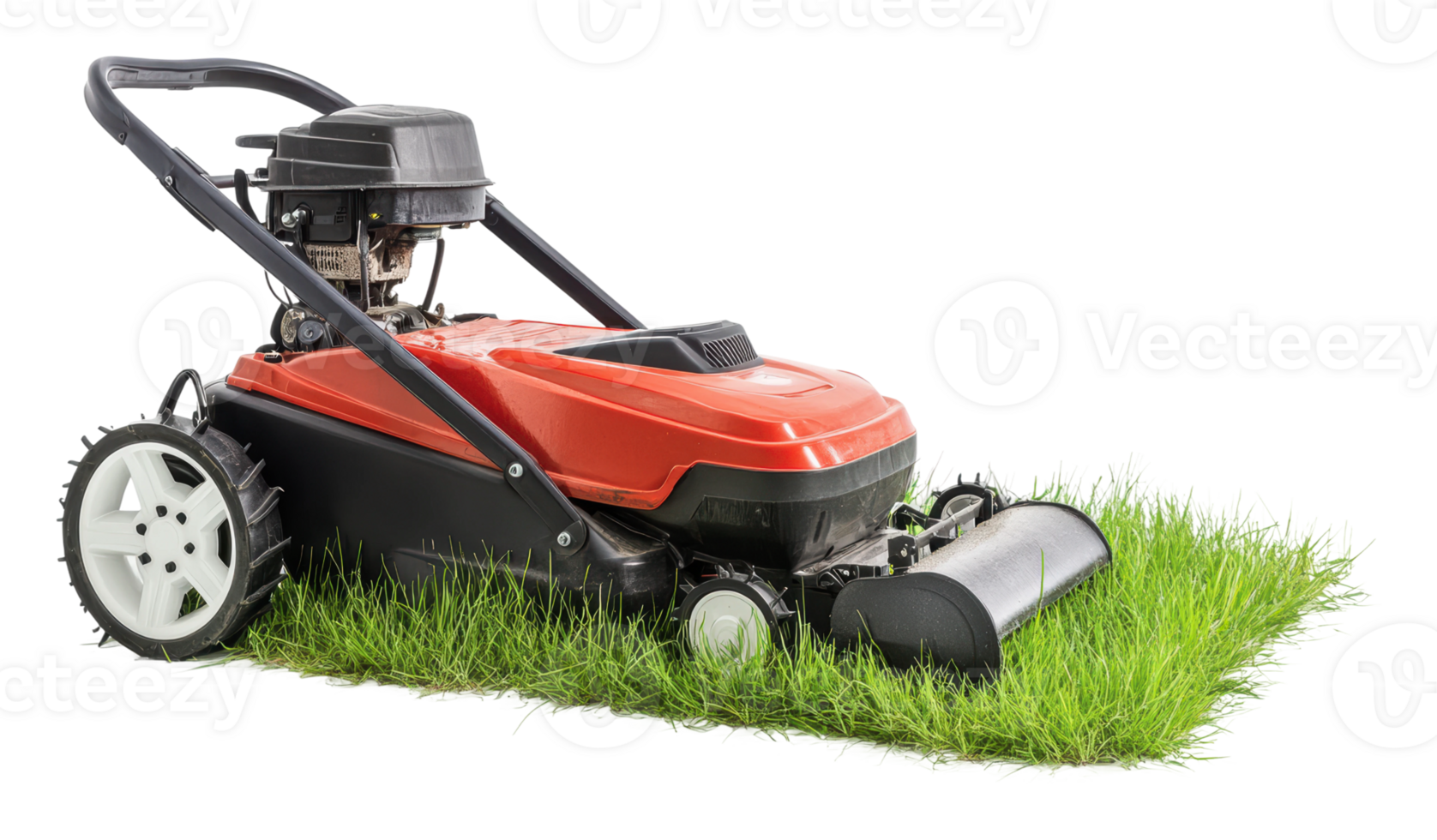 Lawn mower with freshly cut grass patch png