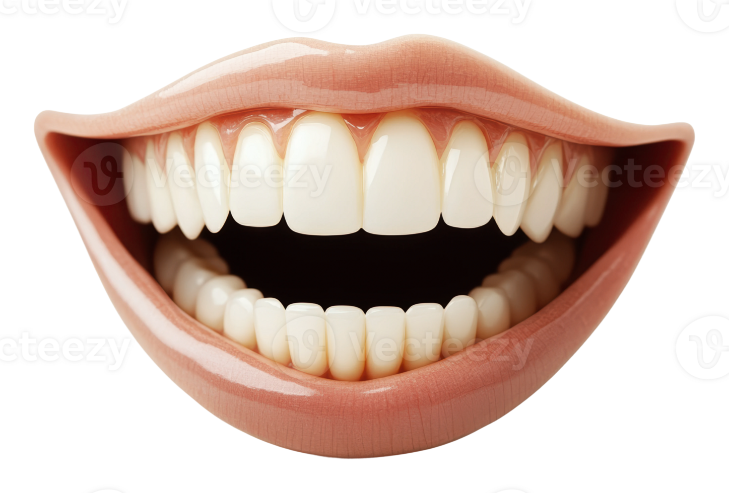 Bright smile with perfect teeth displayed openly png