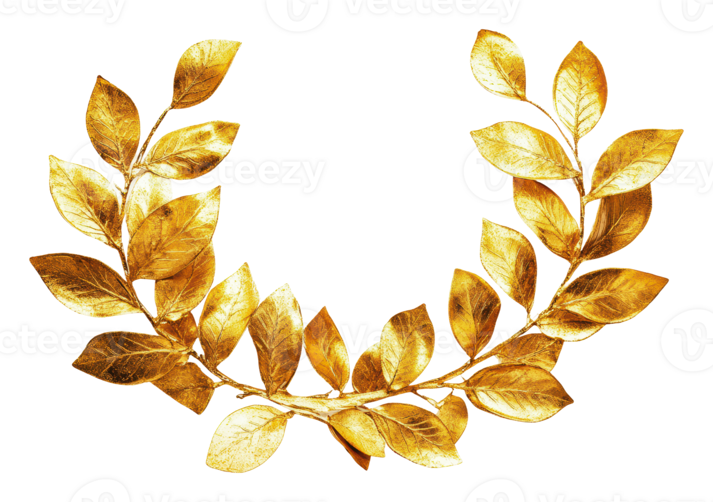 Golden leaf wreath for decoration and celebration png