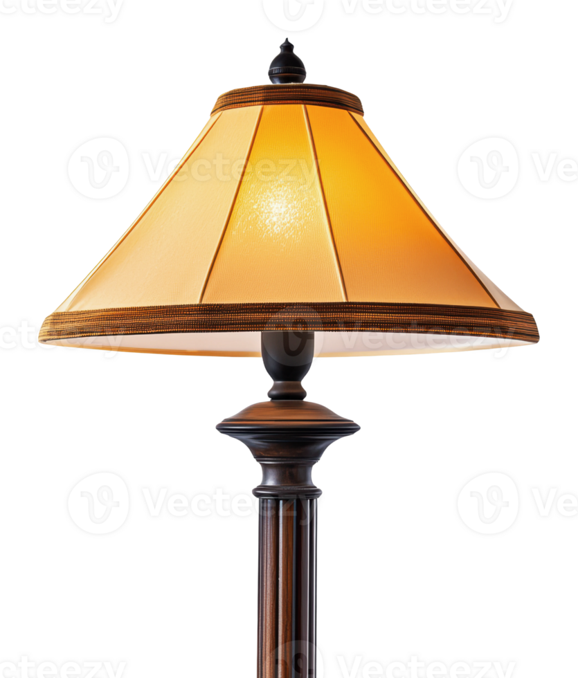 Elegant floor lamp with warm tone lampshade design png