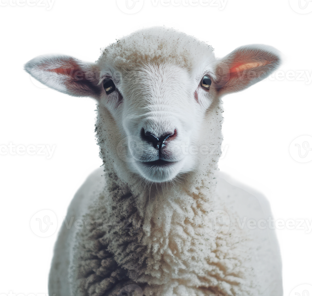 Fluffy sheep with a curious look png