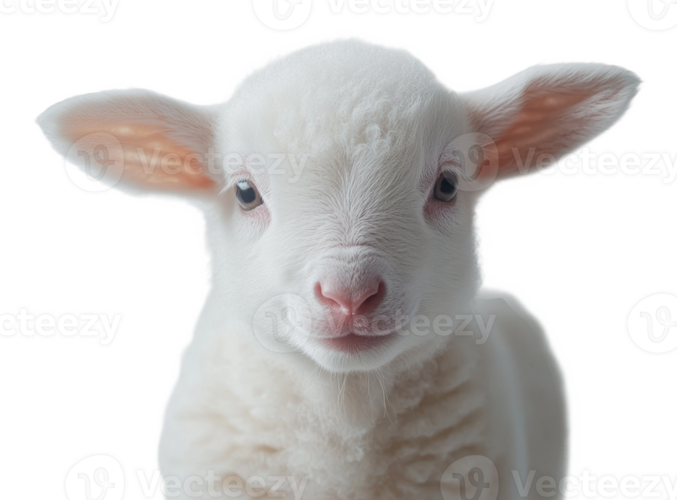 Happy lamb with soft wool on a white background png