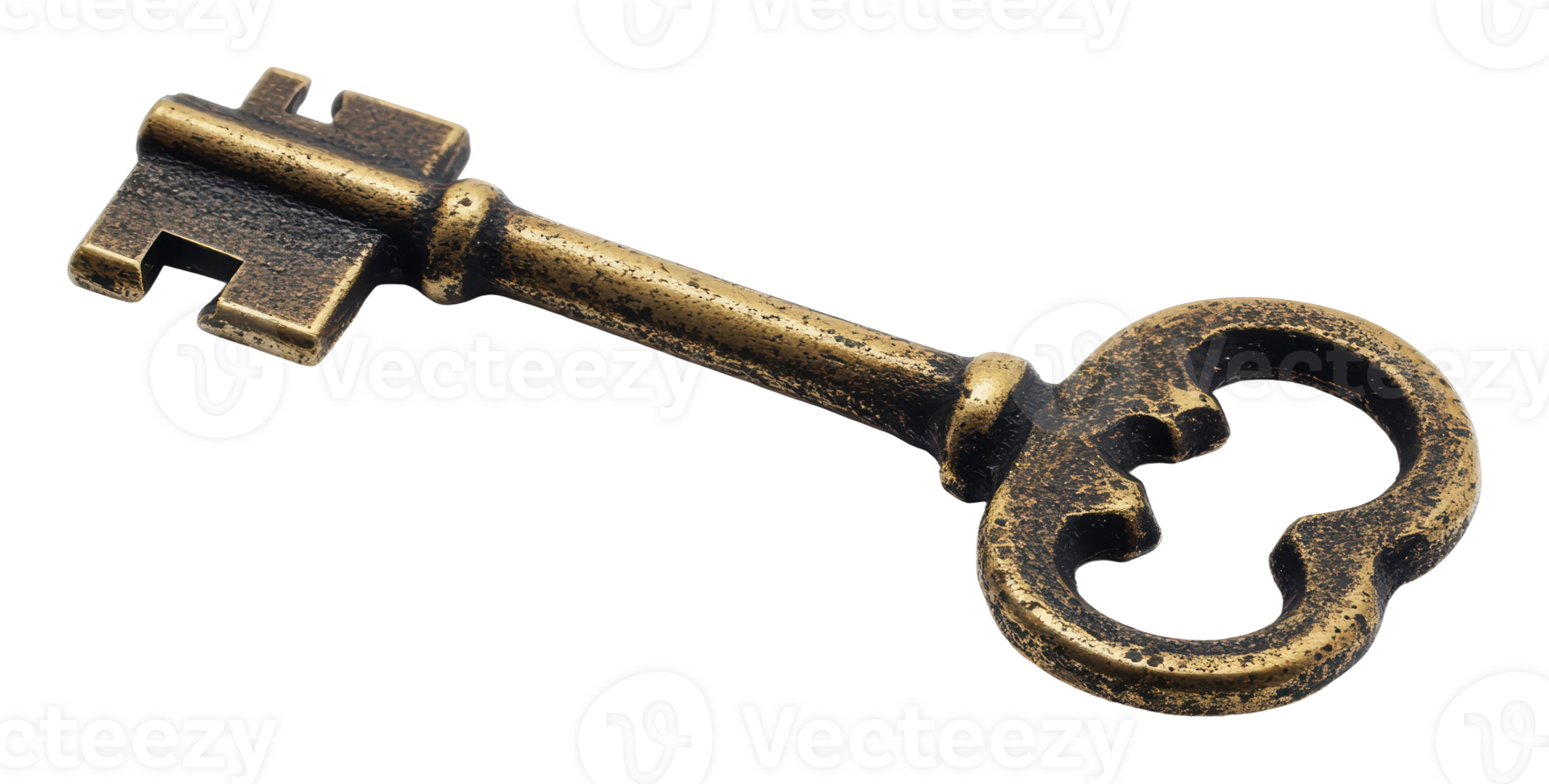 Vintage brass key with intricate design png