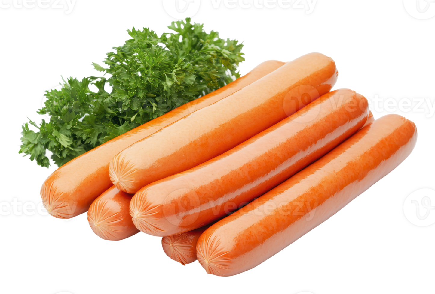 Fresh sausages with parsley ready for grilling png