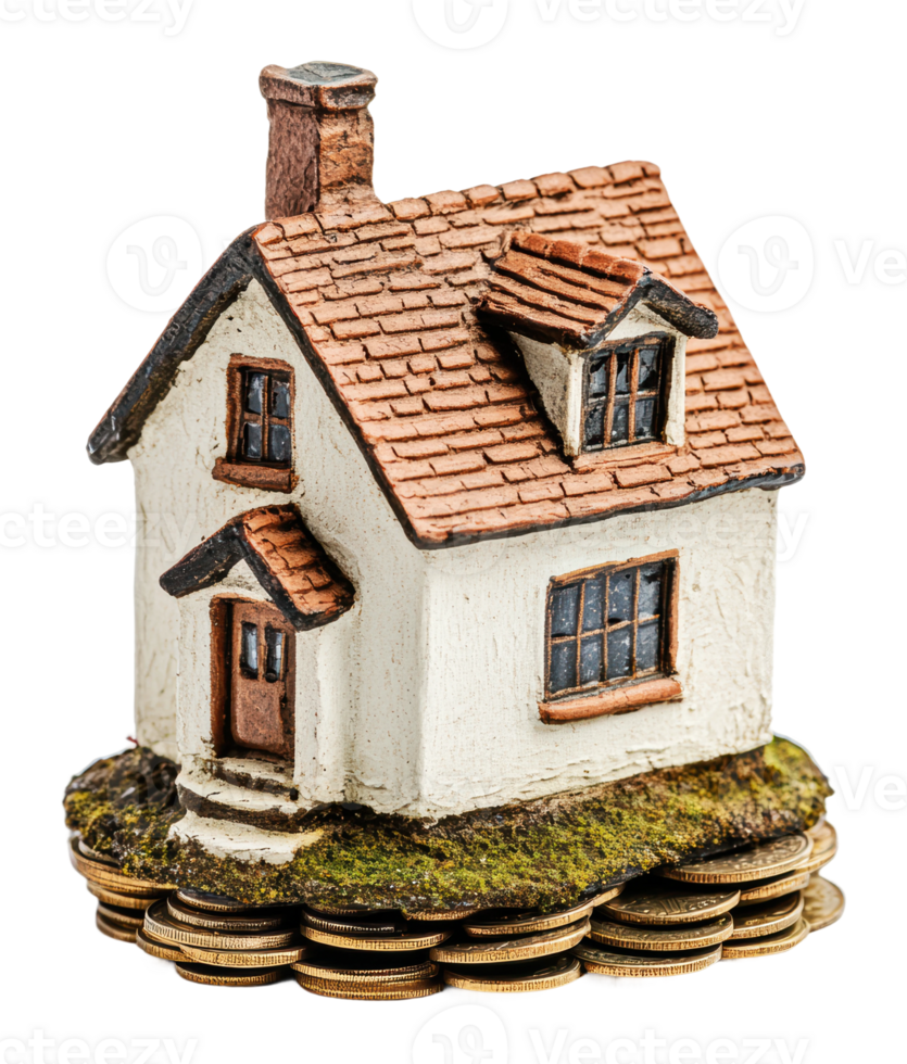 Model house on coins as value proof png