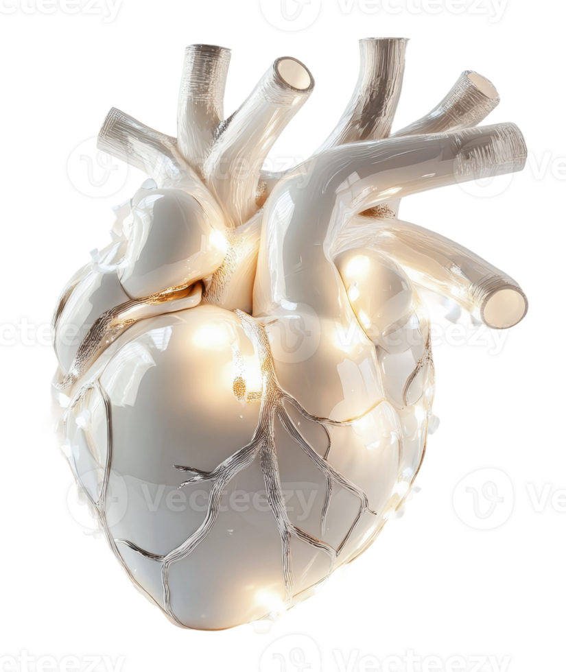 Elegant heart sculpture illuminated with lights png
