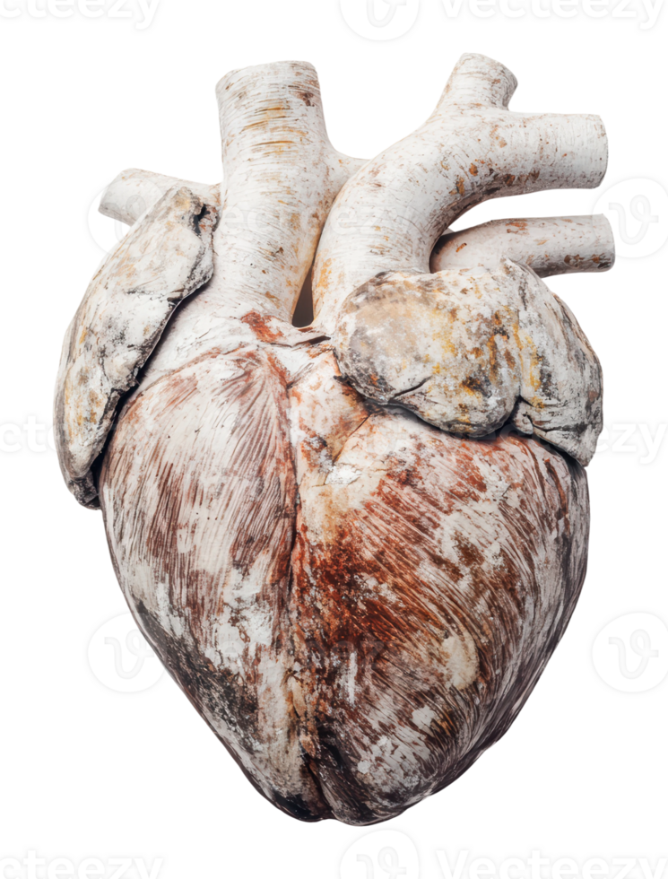 Realistic heart sculpture made from clay material png