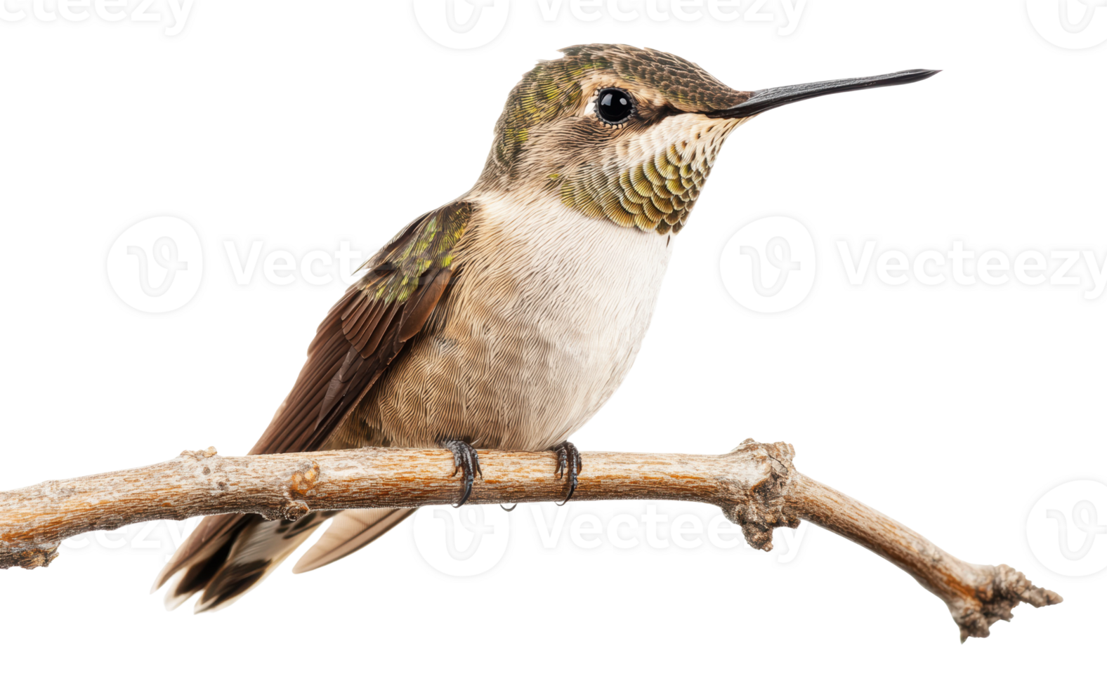 Hummingbird perched on a branch in natural setting png