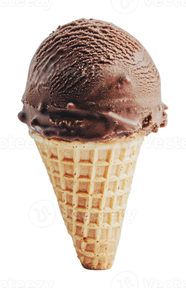 Creamy chocolate ice cream cone served in summer png