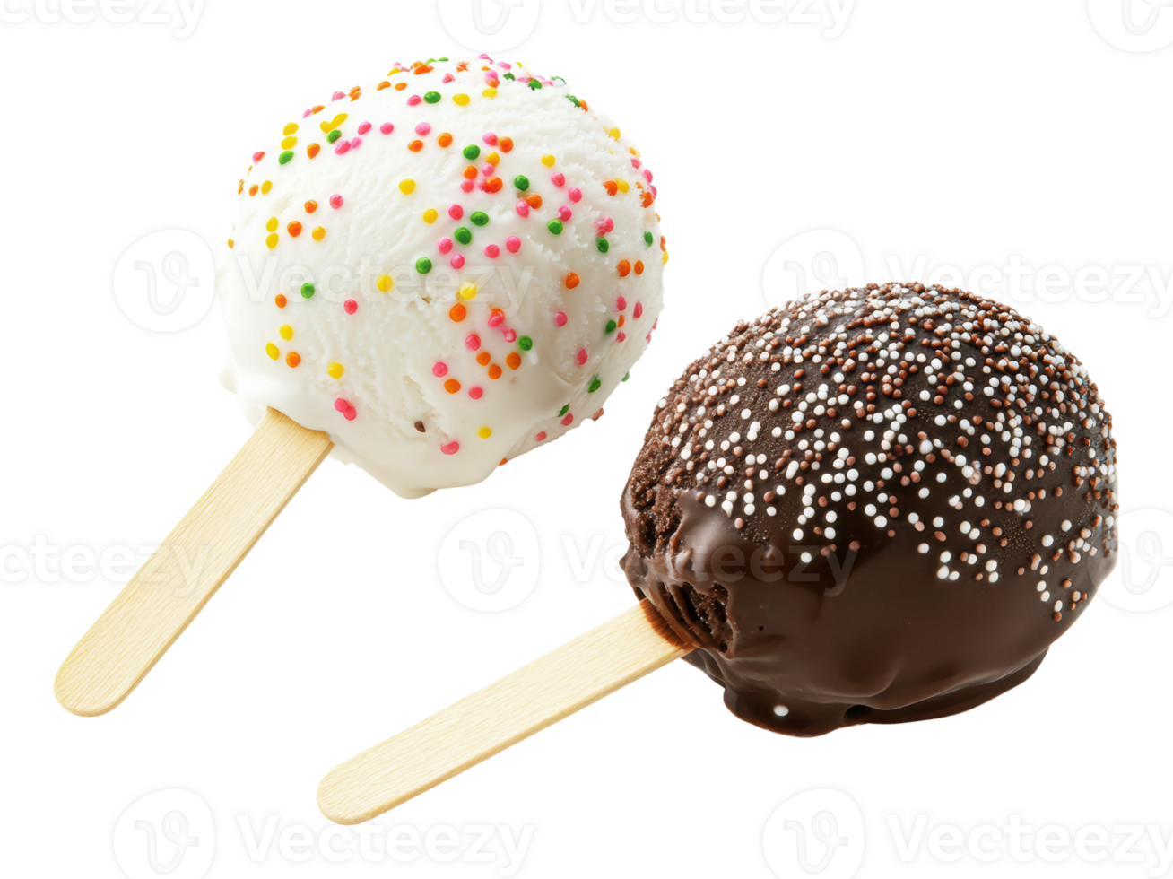 Sprinkle-coated chocolate ice pops png