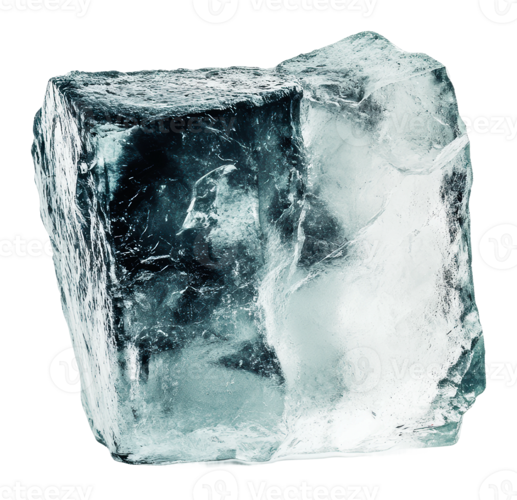 Large crystal clear ice block in natural light png
