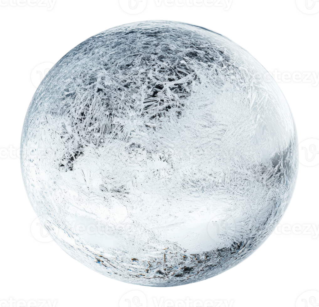 Unique spherical ice formation on a surface png