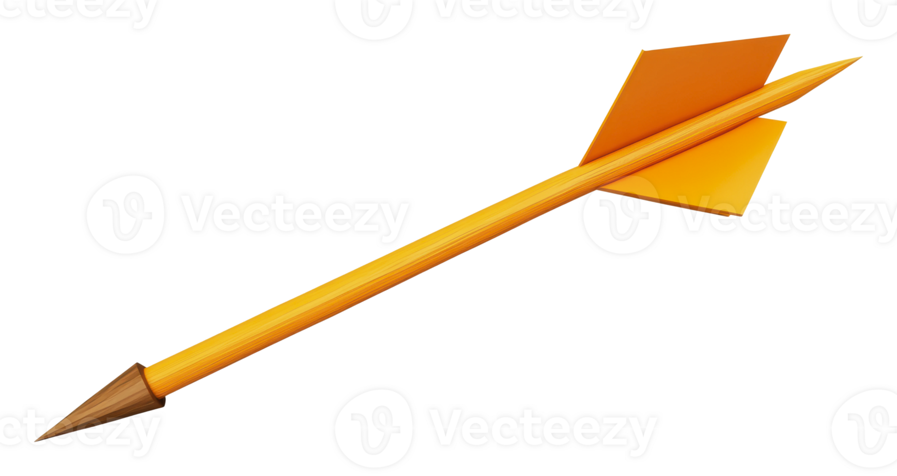 Bright orange arrow with wooden tip and fins png